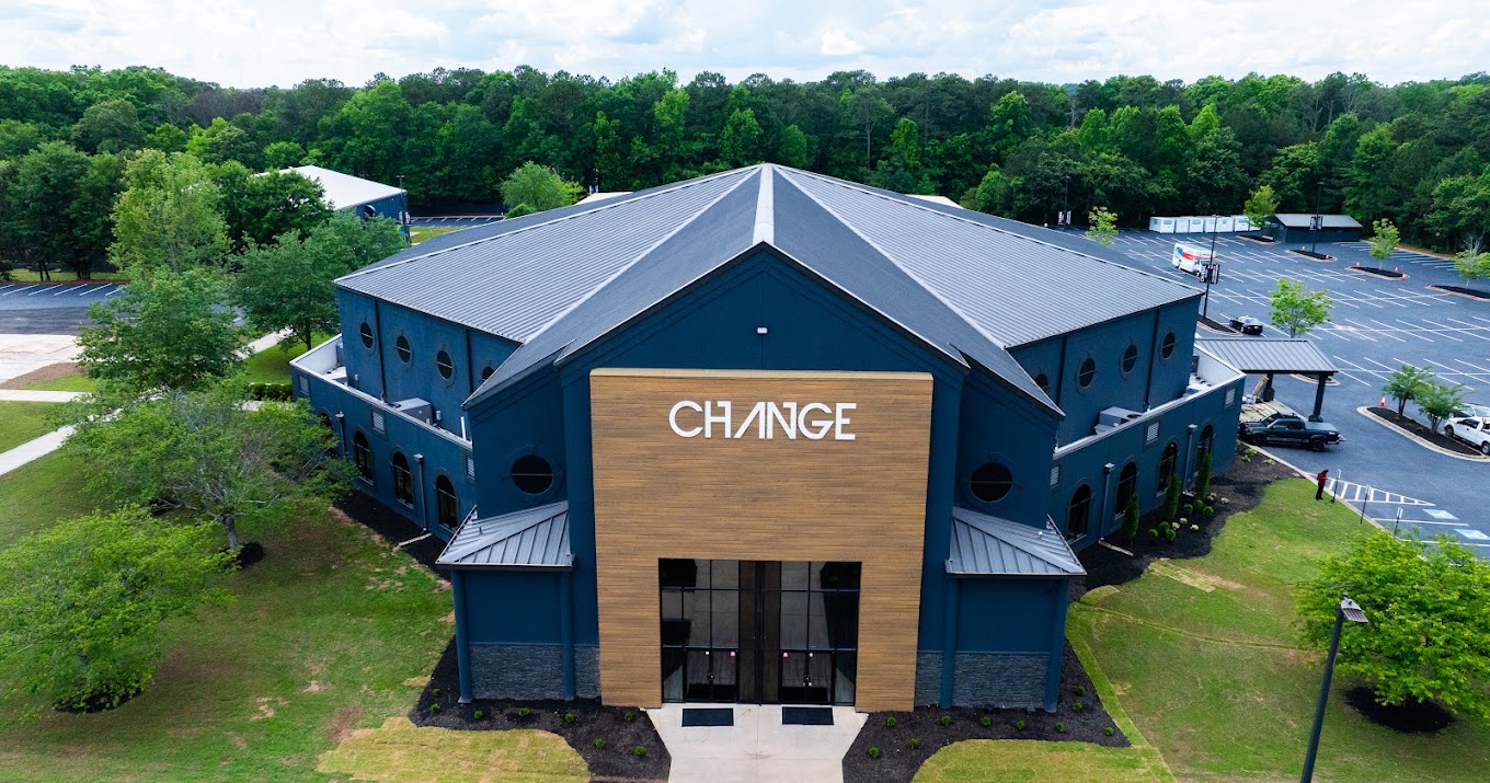 Aerial exterior view of Change Church DeKalb