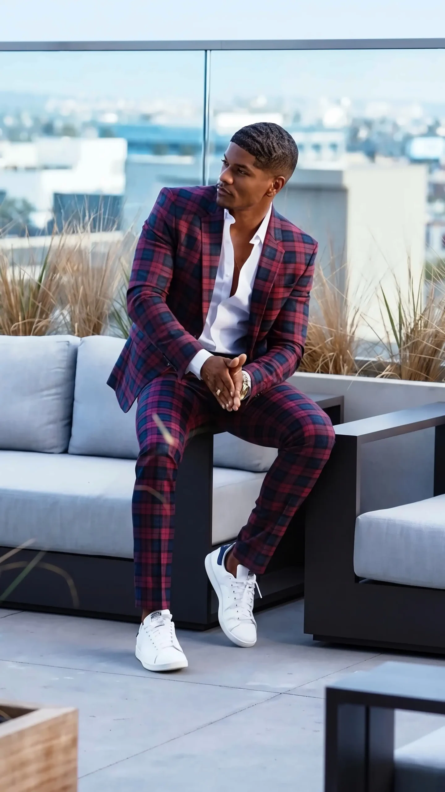 Elevated suit styled with sneakers, outfit inspiration 2