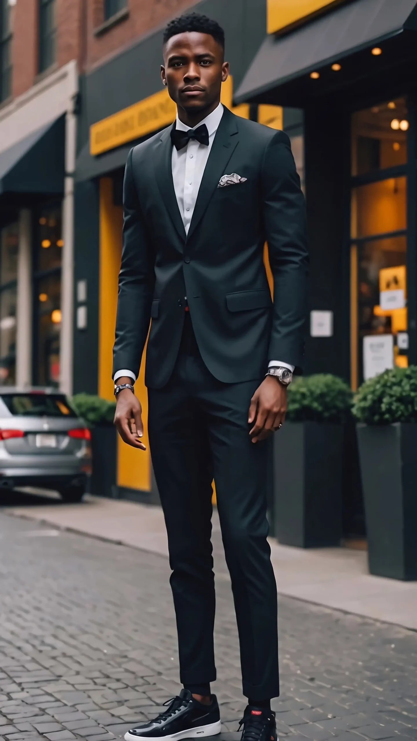 Elevated suit styled with sneakers, outfit inspiration 5