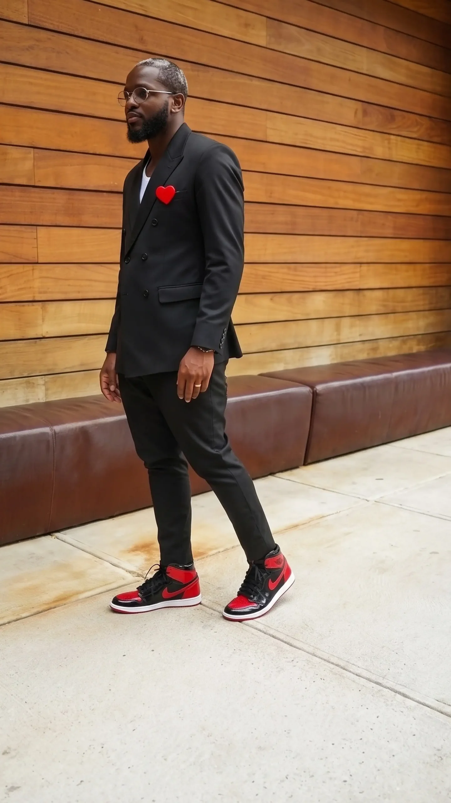 Elevated suit styled with sneakers, outfit inspiration 9