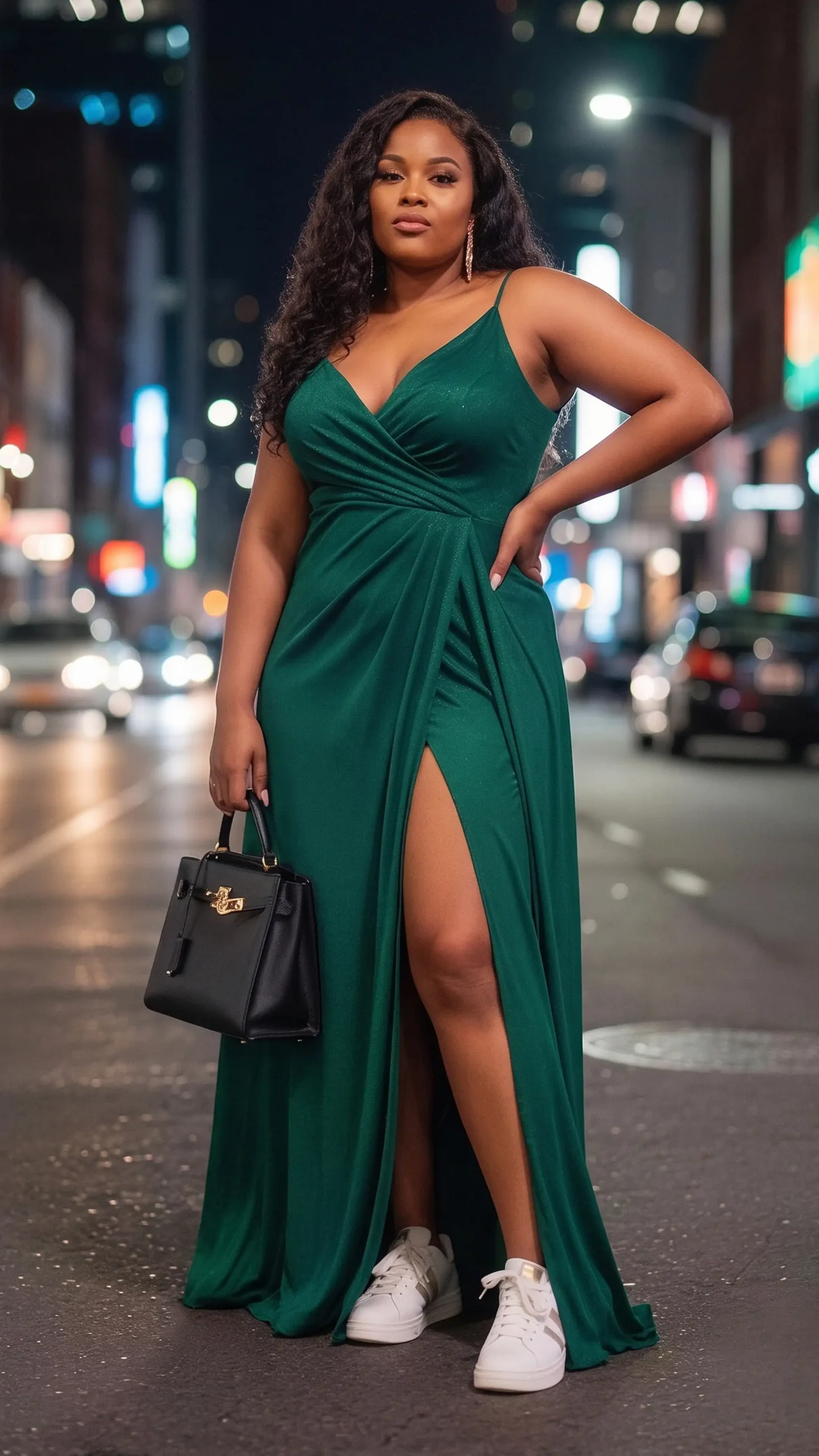 Formal dress styled with sneakers, outfit inspiration 6